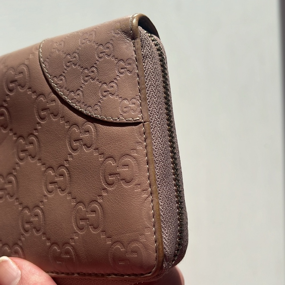 Authentic Gucci Guccissima Large Blush Pink Nude Zip Around Continental Wallet - Picture 9 of 17